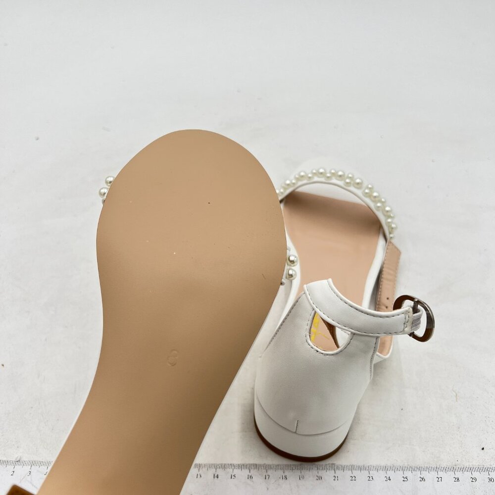 XYD White Pearl-Embellished Ankle-Strap Sandals - Picture 6 of 8